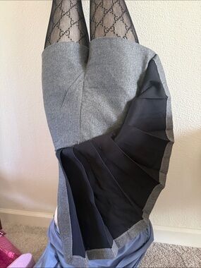 MNG Gray and Black Pleated Mini Skirt /Shorts 6